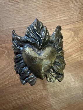 Brass Sacred Heart Sculptural Cuff Bracelet